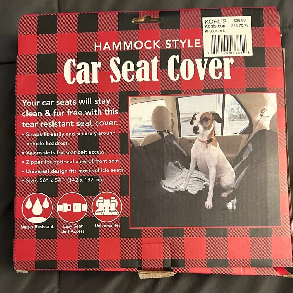 Woof Red and Black Hammock Car Seat Cover